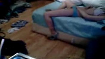 My cute kinky sister masturbates on bed. Hidden cam