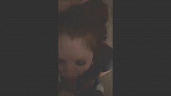 submissive red head swallows black cum