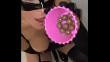 Catwoman facial enjoying a chocolate ending